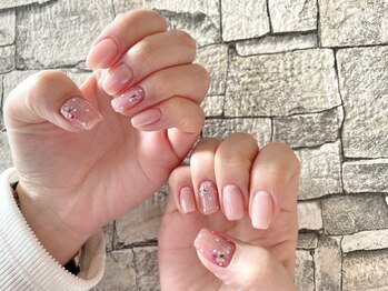 カノアネイルプレイス(KANOA nail place)/ドット×押し花