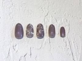 上品パープル×大理石ネイル