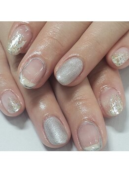 ネイルキュート アンド クールラッシュ 亀有店(nailcute & CoolLash)/シルバーネイル