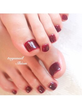 たゆ ネイル(たゆnail)/ボルドーフットワンカラーネイル