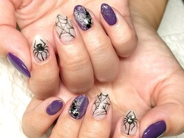 スパイダーハロウィンネイル