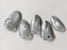 シルバーマグnailグラデーション