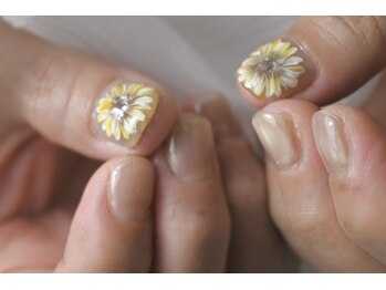 ハンド ケイ(Hand K)/夏を先取りひまわりネイル