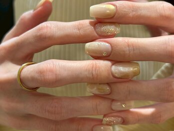 and w/Laque mini/*ゴールドニュアンスネイル*