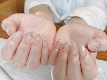 シルバー 抜け感ネイル *