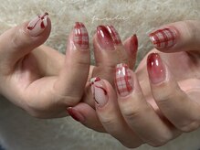 フォーシック 大森(fourchic)/ボルドーチェックネイル