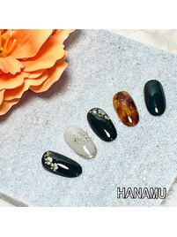 押花×鼈で秋ネイル