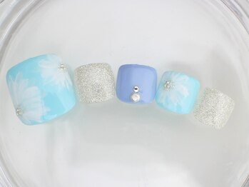 ネイルサロン あかねいろ/春夏フラワー フット手描き