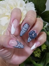 ネイルサロンシャネイル/ツイードとカメリアネイル