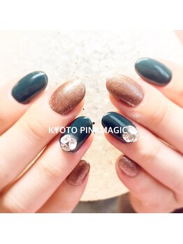 ピンクマジック(PINKMAGIC)/秋色ビジューネイル