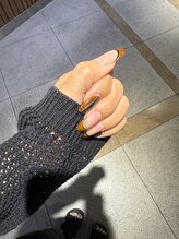 モツヲネイル(motsu.O! NAIL)/琥珀風×フレンチデザイン