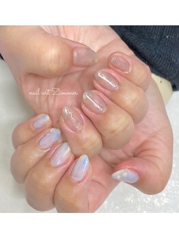 ネイルアート ジマー/クリアニュアンスのちぐはぐ