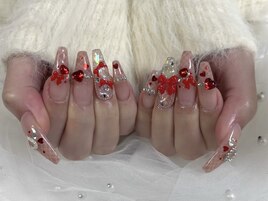 レット×チェックネイル