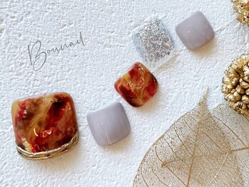 ボネール(nail ＆ eyelash Bounail)/フット　べっ甲　メタリック