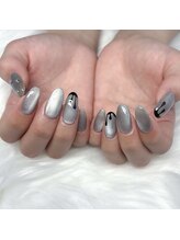 インプレス 鶴見店(Impress)/グレー×黒垂れチョコネイル
