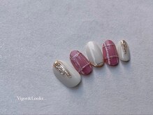 ヴィガー アンド ルックス 白金 目黒(Vigor&Looks)/チェックネイル ミラーネイル