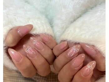 リブヴァラ(Lib Valla)/チークネイル/手描き/リボン