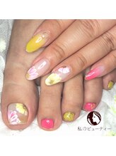 私のビューティー/クリアお花ネイル♪