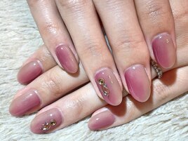 【ハンド】縦グラデ×ビジュー