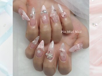 ピオミエルネイル 新宿(pio miel nail)/シアーピンク×スノーフレーク