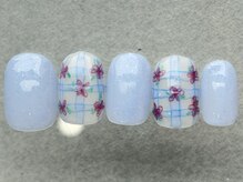 ネイルメゾン 天神店(NAIL MAISON)/ブルーラメ手書きお花￥9500