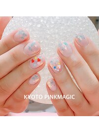キラキラハートネイル