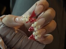 クリーム(cream)/フレンチ/チェック/赤/リボン