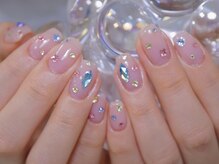 幻之花ネイル/ワンカラー　カラフルストーン