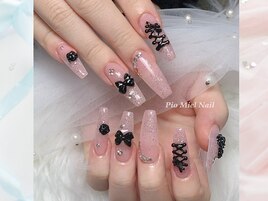 シアーピンク×ブラックリボン