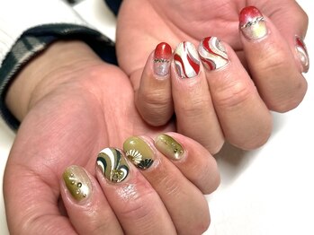 カイヤナイト(Nail Salon Kyanite)/お正月こだわりオーダーネイル