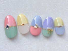春色バイカラーネイル