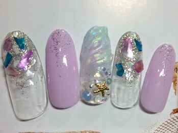 ネイルサロン リリオ(Nail Salon Ririo)/オーロラ×シェル夏ネイル