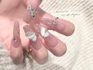 蝶々ネイル×キラキラネイル
