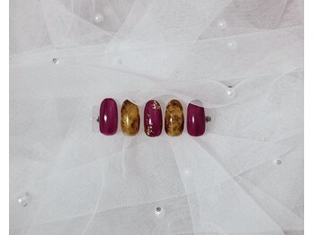 コンサート(Concert)/秋色ボルドー×べっ甲ネイル