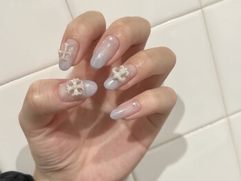 エムワイユーネイル(myu.nail)/アイスブルーのラメグラ.。