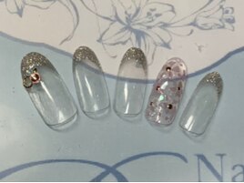 シェルフラワー敷き詰めネイル