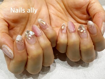 ネイルズアリー 立川店(Nails ally)/シェル×ニュアンス×ジュエリー