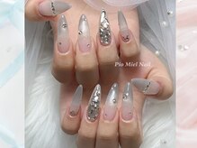 ピオミエルネイル 新宿(pio miel nail)/シアーグレー×ミラーパーツ