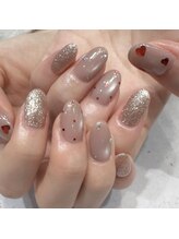 タイニーネイル(tiny nail)/ピンクベージュ×ハートホロ