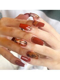 秋色スカルプとべっこうネイル！