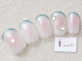 ハートホロチークネイル￥7000