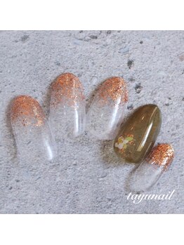 たゆ ネイル(たゆnail)/オレンジラメグラネイル