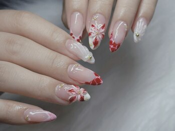 ネイルズバー 新宿店(Nails Bar)/スカーレットフラワーネイル