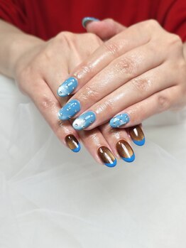 セブンセッテネイル(7.sette_nail)/マグフレンチ×ビジューつぶつぶ