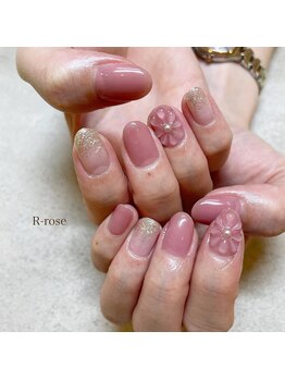 アールローズ(R-rose)/ぷっくりフラワーネイル ¥10120
