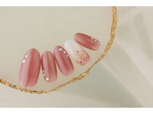 ヴァンネイル(VINGT NAIL nail&eye beauty)/小花ピンクネイル