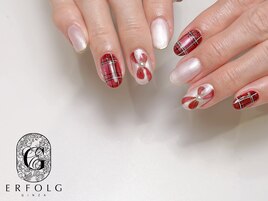 チェックのクリスマスネイル