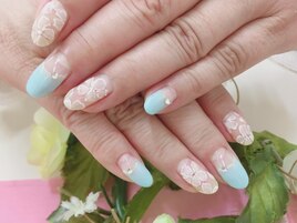 逆フレンチ☆手描きお花レース