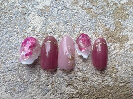 8月定額　ピンクネイル