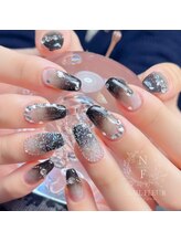 ネイルフルール/黒グラデーション